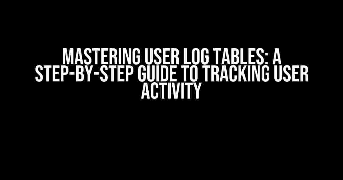 Mastering User Log Tables: A Step-by-Step Guide to Tracking User Activity